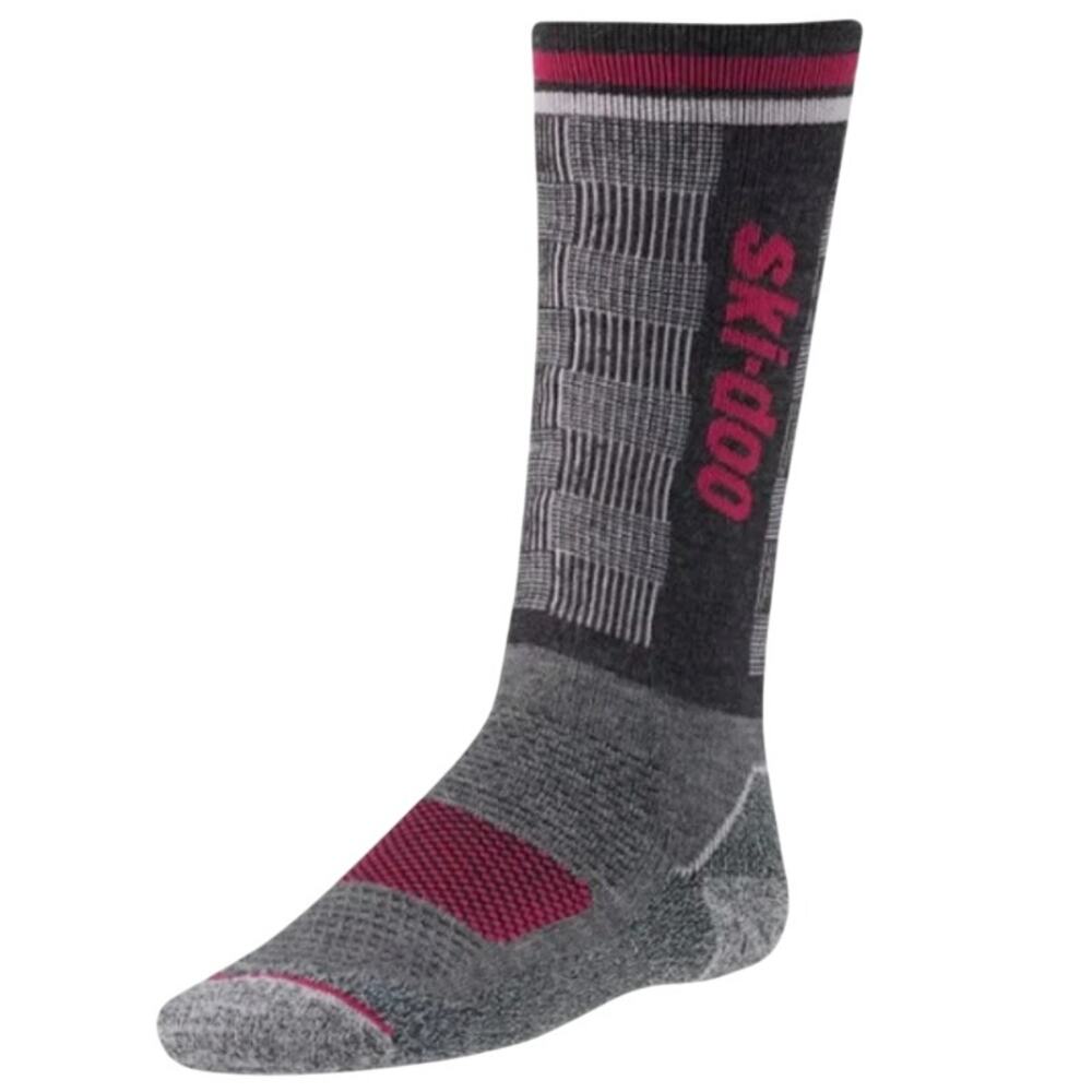 New Ski-Doo Girls S/M Shoe Size 9.5 - 12.5 Pink Gray Wool Blend Thermal Socks